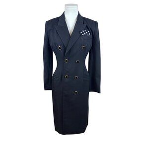 Geoffrey Craig Double-Breasted Womens Black Blazer Dress Sz 2P